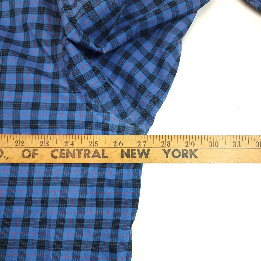 L.L.Bean Shirt Mens 2XLT Blue Plaid Long Sleeve Button Up Wrinkle Resistant - Picture 8 of 10